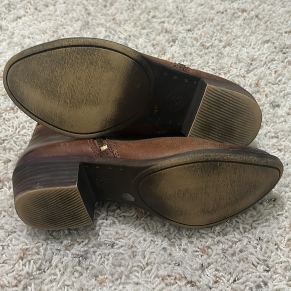 Lucky Brand Basel Bootie Size 7 Toffee Brown 1.5” Heel Leather Double Zipper - Picture 8 of 11